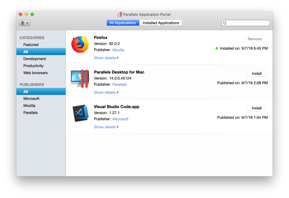 screenshot of Virtuozzo Containers